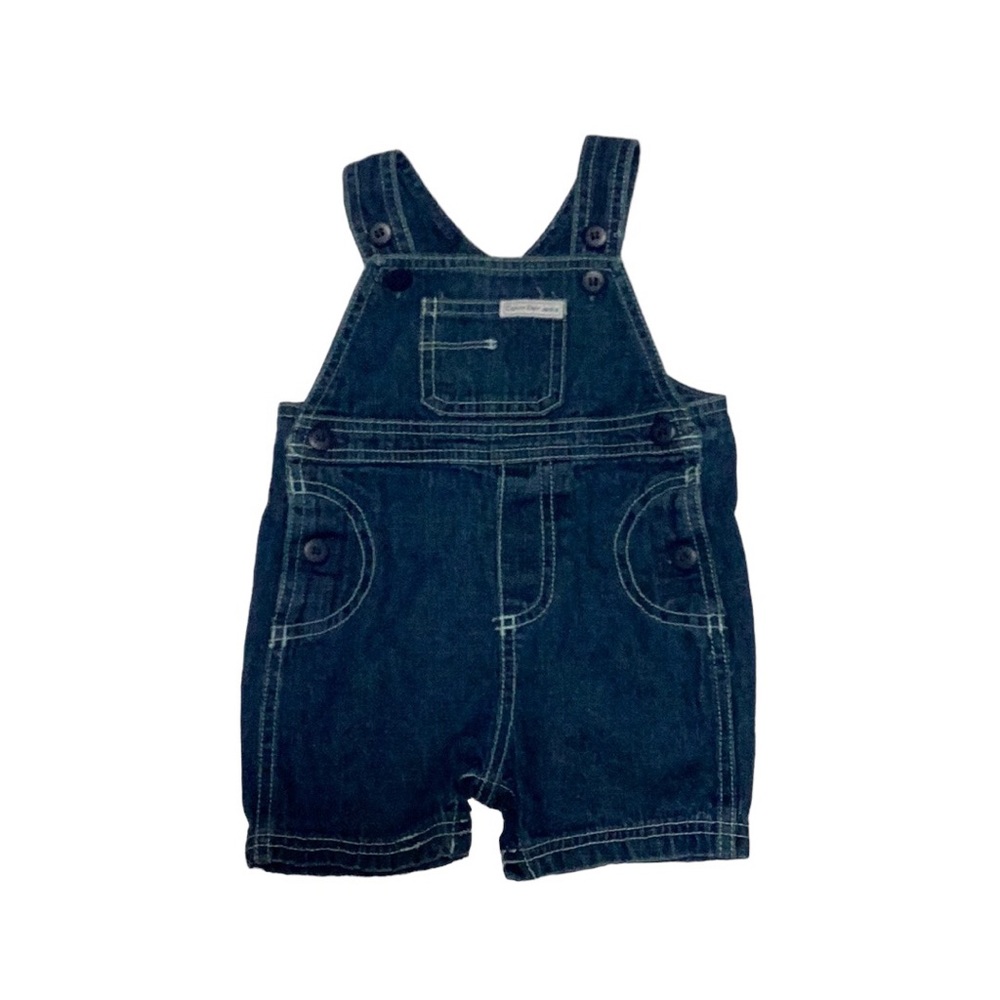Calvin Klein Blue Denim Button Strap Jean Overall Shorts One Piece 6 Months‎